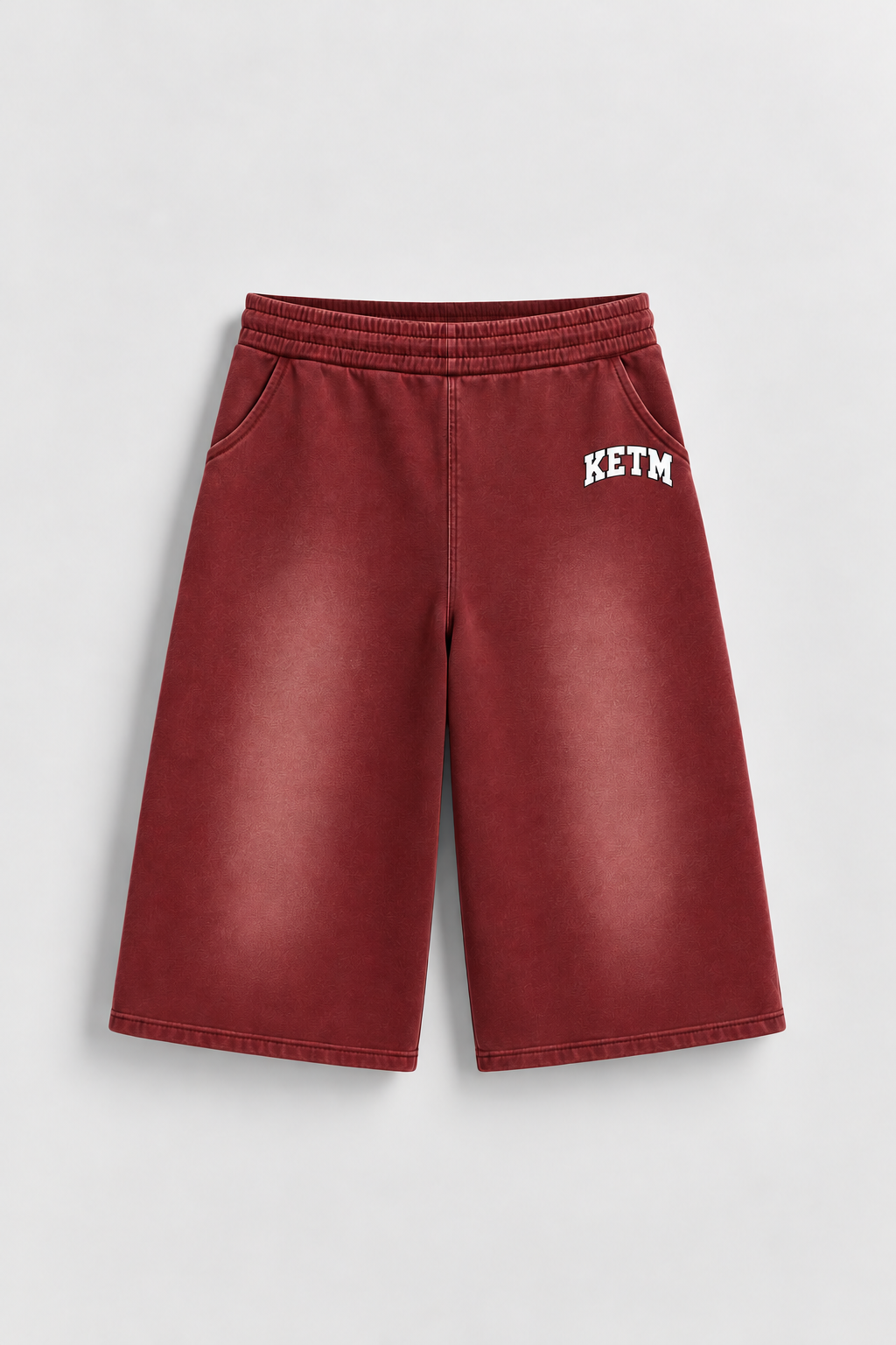 KETM Sun-Dried Ultra Baggy Shorts — Wine with small logo by left pocket