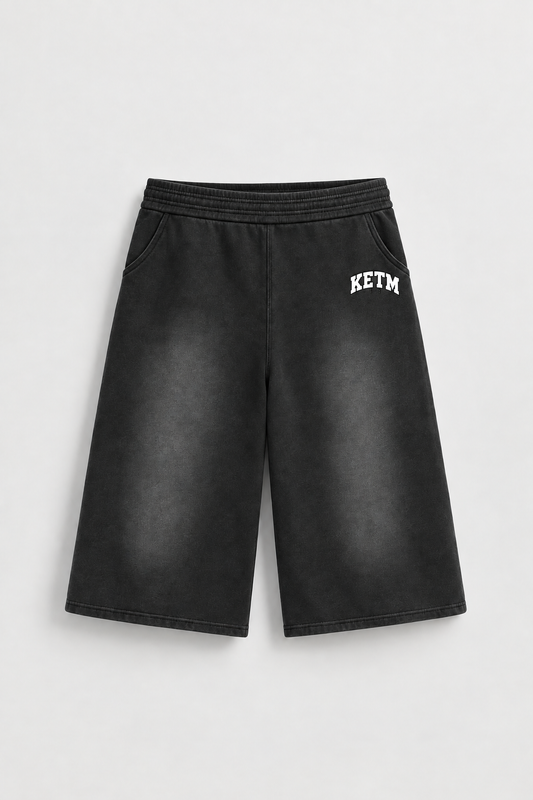 KETM Sun-Dried Ultra Baggy Shorts — Black with small logo by left pocket