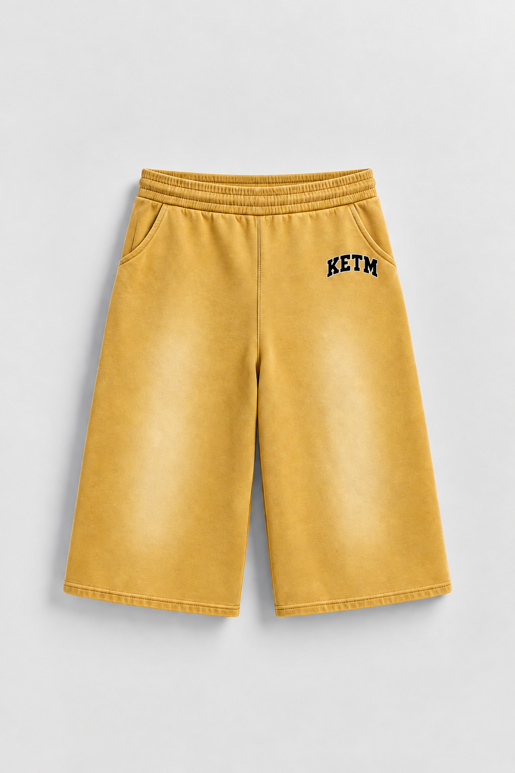 KETM Sun-Dried Ultra Baggy Shorts — Pollen with small logo by left pocket