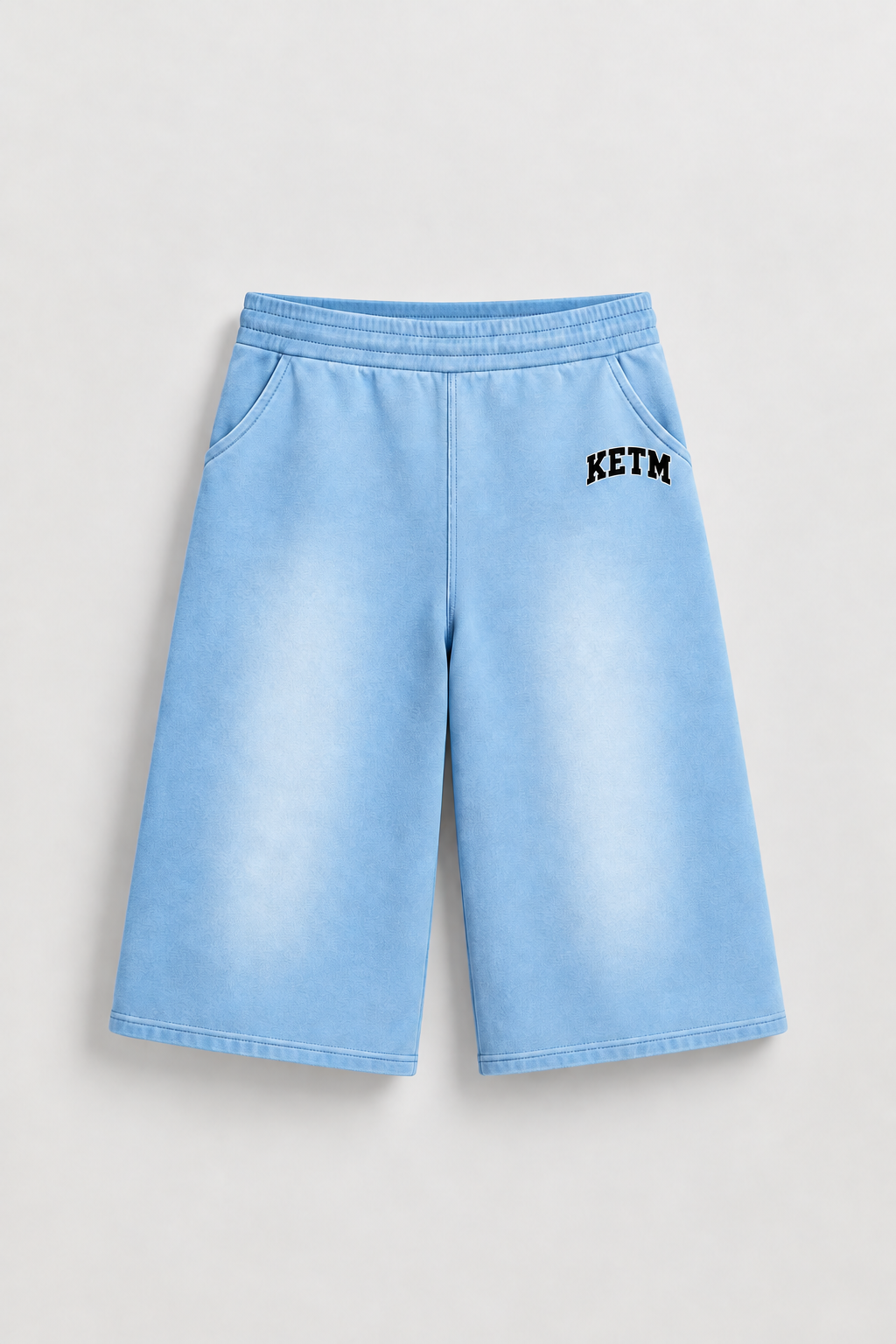 KETM Sun-Dried Ultra Baggy Shorts — Sky Blue with small logo by left pocket