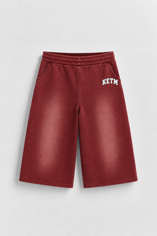 KETM Sun-Dried Ultra Baggy Shorts — Wine with small logo by left pocket